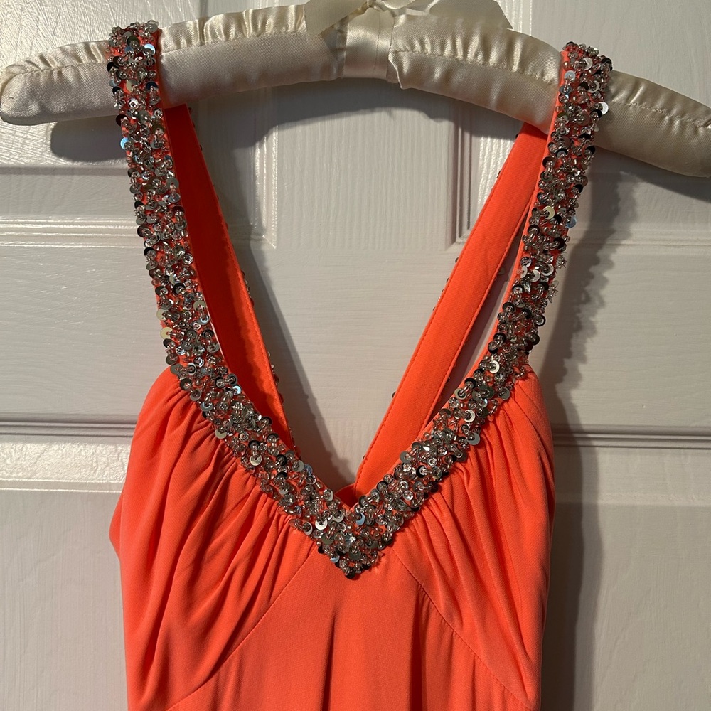 Orange Sequin Embellished Dress